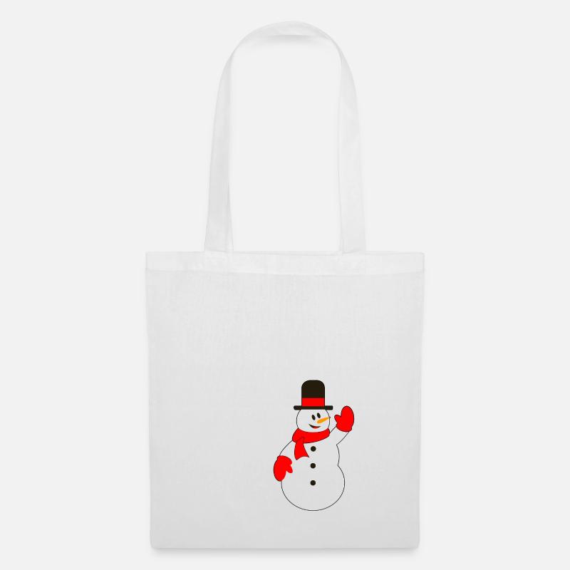 Schneemann mit Hutwedeln - Stoffbeutel - Weiß