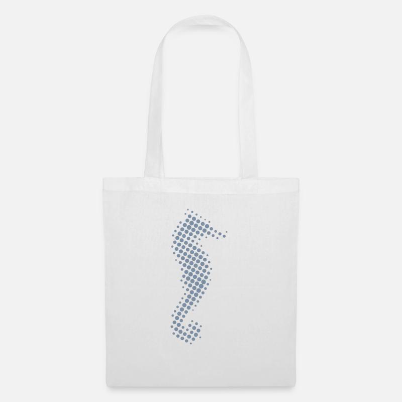 Seepferdchen minimalistisch - Punktraster - Stoffbeutel - Weiß
