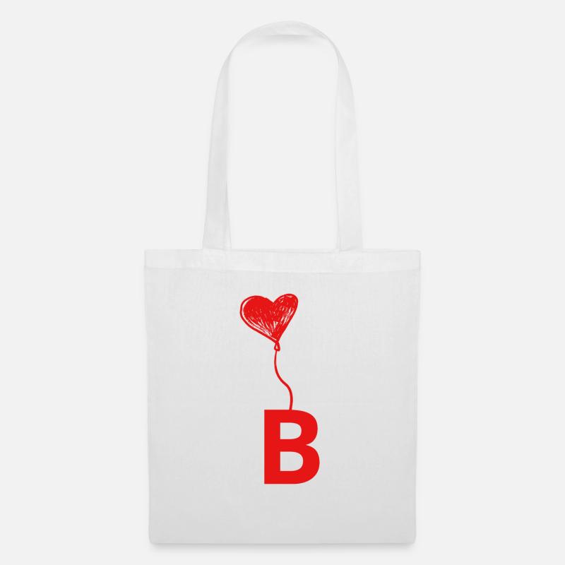 Buchstabe b Herz - Stoffbeutel - Weiß