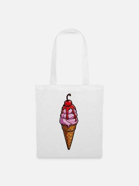 Kirsche Erdbeere Eiscreme - Stoffbeutel - Weiß