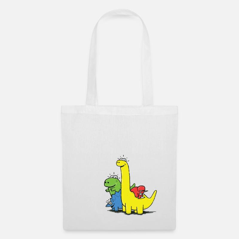Dino Gang, Farbig - Stoffbeutel - Weiß