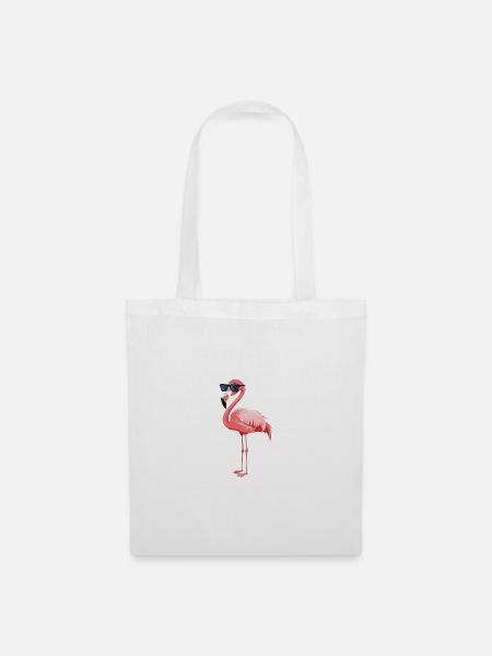 Flamingo 🦩 mit Sonnenbrille - Stoffbeutel - Weiß