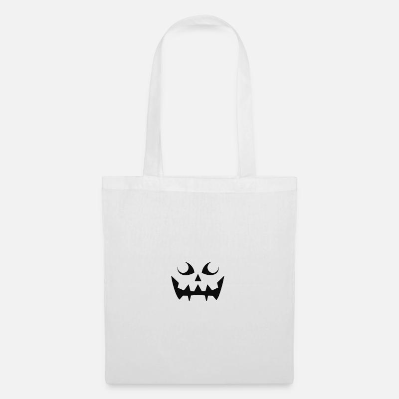 Grim Pumpkin Face Pattern - Tote Bag - white