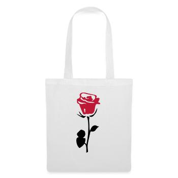 rose fleur - Sac en tissu - blanc - Devant