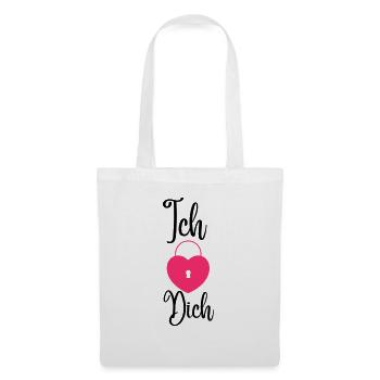 "Ich Liebe Dich" Design, mit Schloss Motiv,14.2 - Stoffbeutel - Weiß - Vorne