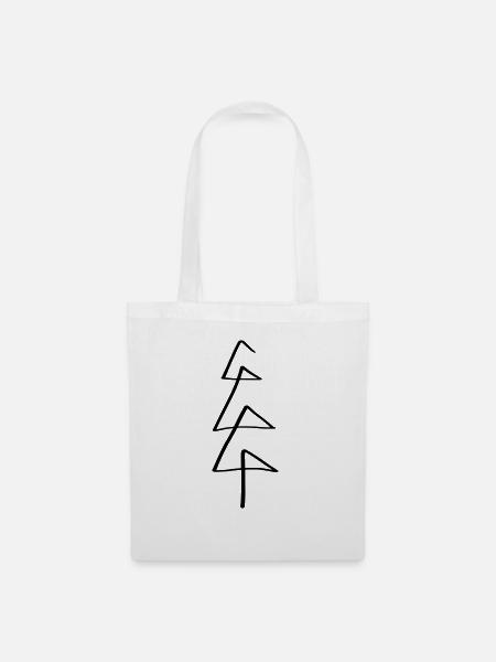 Baum Line Art - Minimalistisch - Stoffbeutel - Weiß