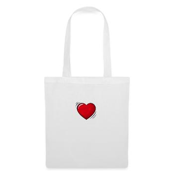 Grand coeur rouge - Sac en tissu - blanc - Devant