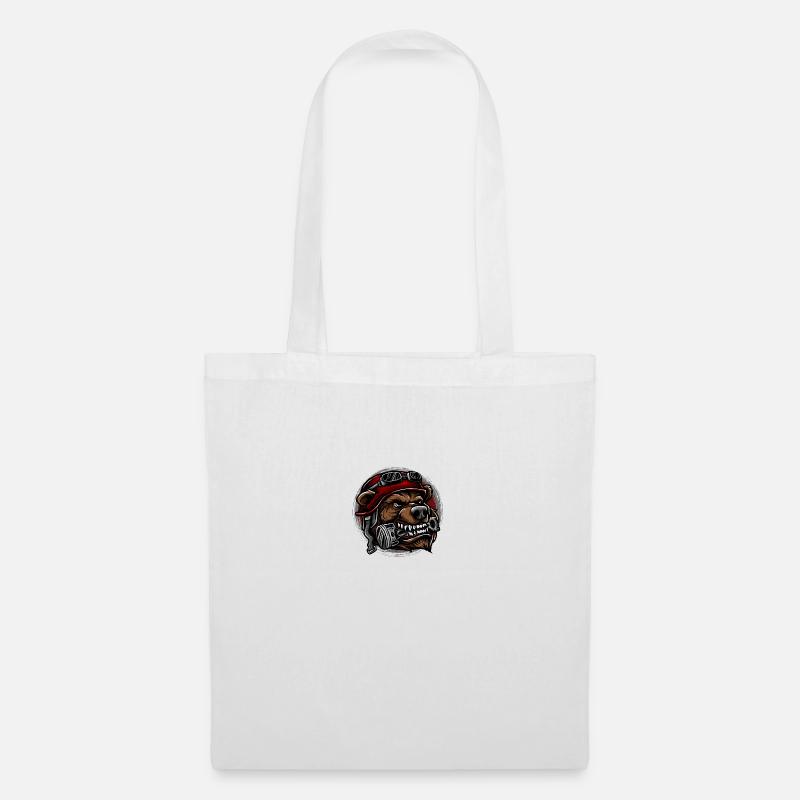 Biker bear with piston Motorcycles - Tote Bag - white