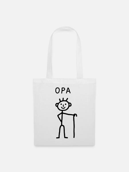 Opa mit Krückstock - Stoffbeutel - Weiß