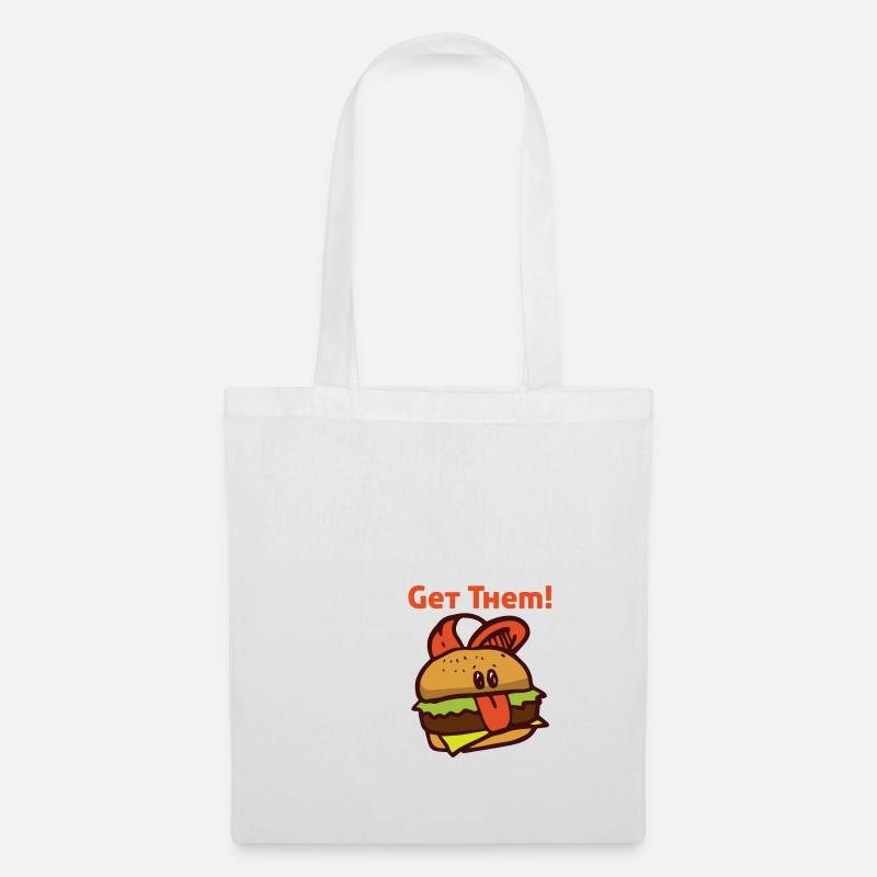 Burger lecker Fleisch Rind Geschenk essen - Stoffbeutel - Weiß