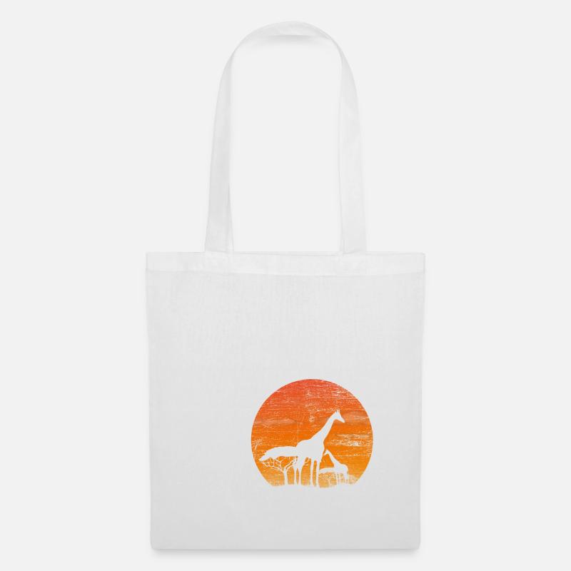 Giraffe vintage Geschenk Tier groß Hals - Stoffbeutel - Weiß
