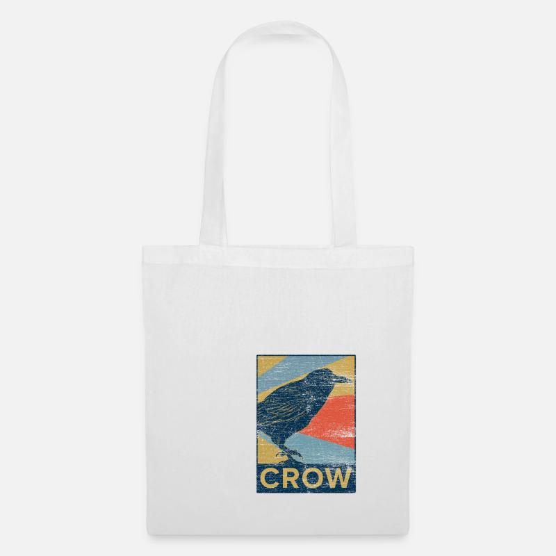 Rabe Krähe Vogel Tier Geschenk Haustier vintage - Stoffbeutel - Weiß