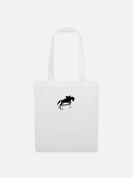 Reiten, Reiter, Springreiten - Stoffbeutel - Weiß