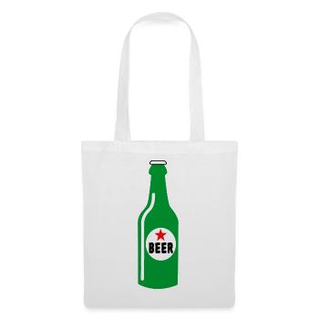 Bouteille de bière verte - Sac en tissu - blanc - Devant