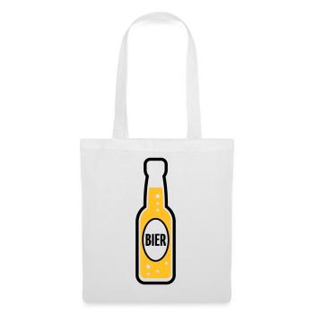 Bierflasche (Bier / Bierchen / POS 2C) - Stoffbeutel - Weiß - Vorne