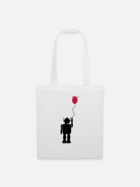 Roboterluftballon Hinten - Stoffbeutel - Weiß