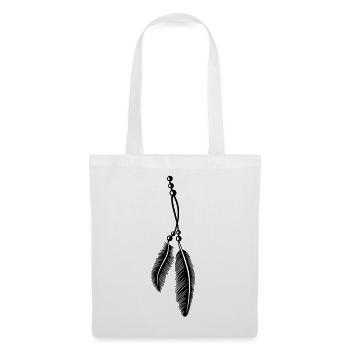 Federn an Kette, feathers, Native American - Stoffbeutel - Weiß - Vorne