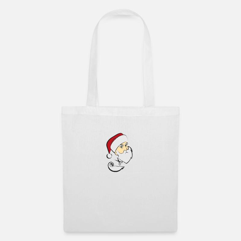 Weihnachtsmann - Kopf- Bart Schneiden - Stoffbeutel - Weiß