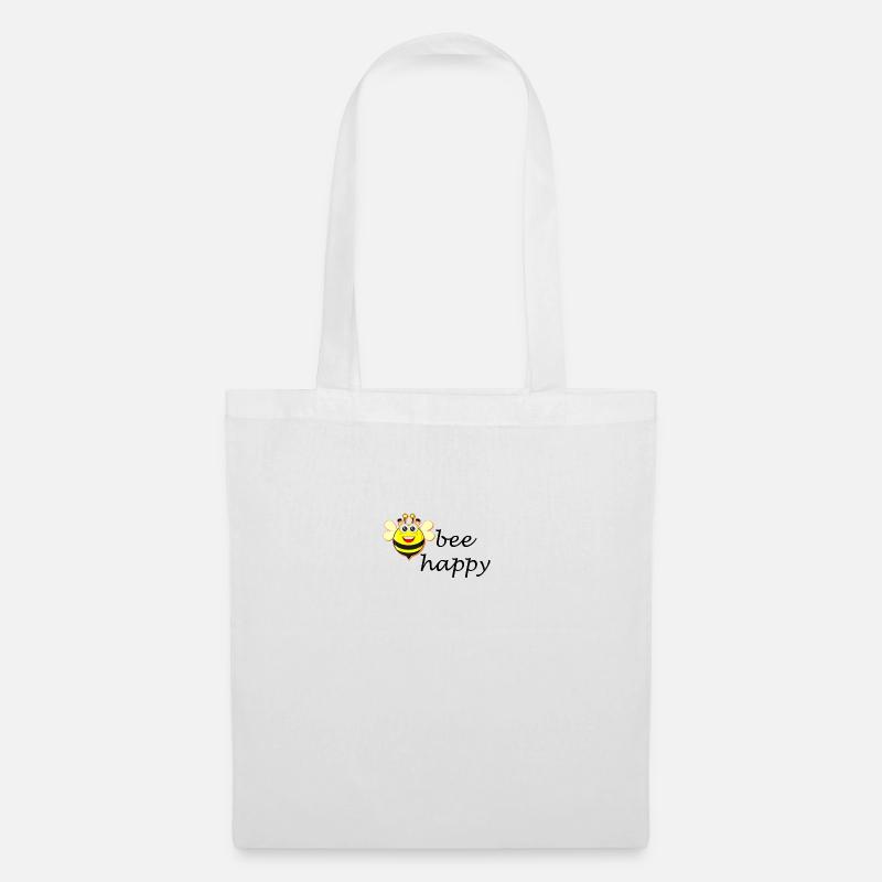 bee happy - Stoffbeutel - Weiß