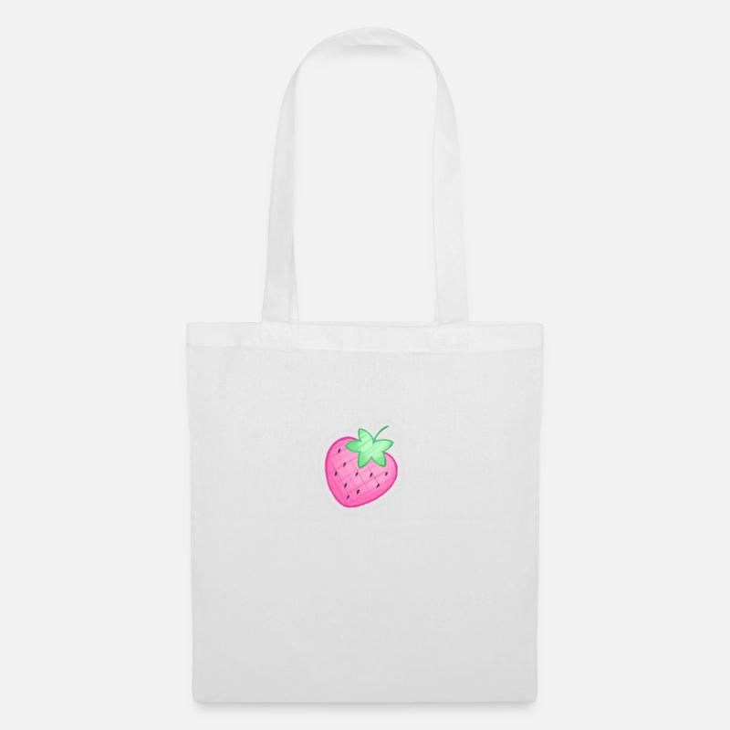 Erdbeere (pink) - Stoffbeutel - Weiß