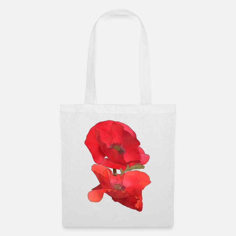 Mohn - Stoffbeutel - Weiß