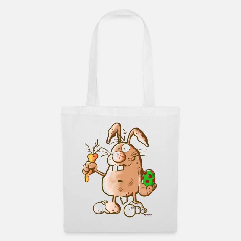 Flotter Osterhase - Stoffbeutel - Weiß