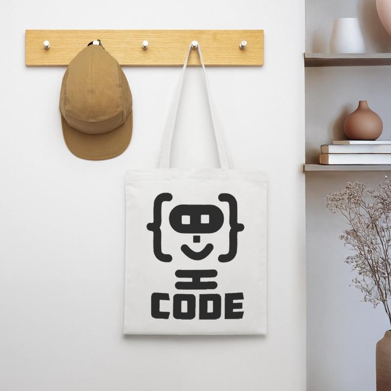 Logo de code de programmeur hacker avec texte CODE Sac en tissu