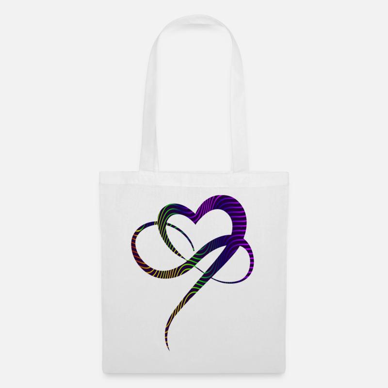 Unendliche Liebe Herz Bunte Linien Infinity Heart - Stoffbeutel - Weiß