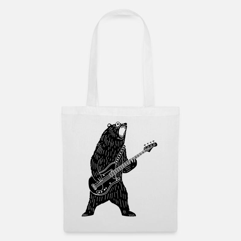 Black Bear Gitarrist - Stoffbeutel - Weiß