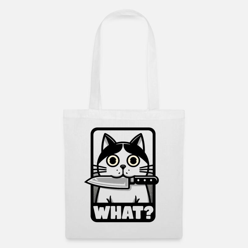 QUOI? UN CHAT AVEC UN COUTEAU - Sac en tissu - blanc