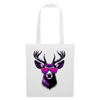 Cerf avec lunettes de soleil - Sac en tissu - blanc - Devant