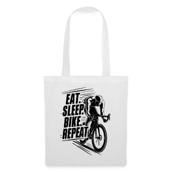 Cyclist in Action Silhouette, eat sleep bike repeat - Tote Bag - white - Front