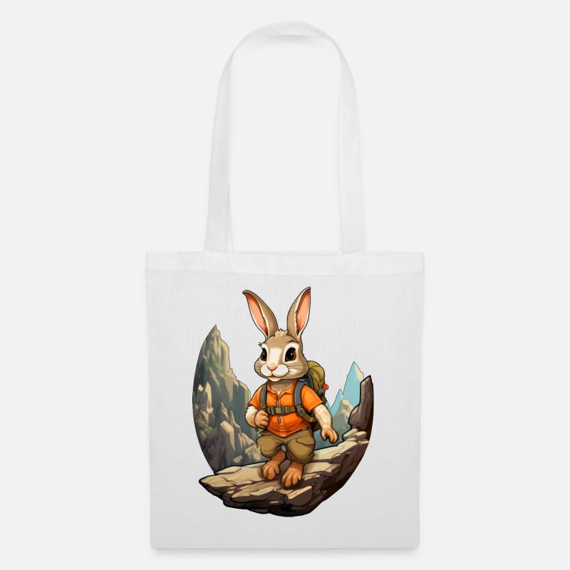 Rabbit Mountaineer / Hiking Rabbit - Tote Bag - white