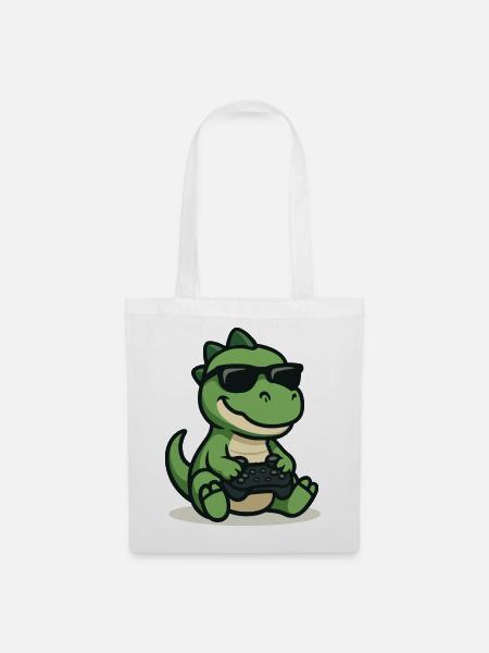 Dino Gamer - Stoffbeutel - Weiß