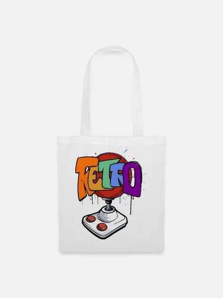 Retro Gaming Neon Design - Stoffbeutel - Weiß