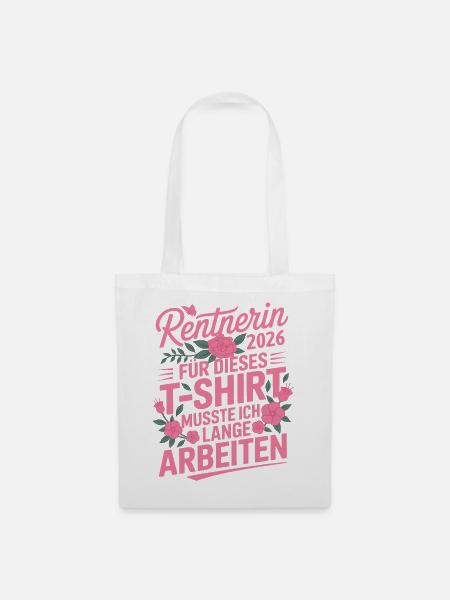 Rentnerin 2026 T-Shirt Blumendesign Rente - Stoffbeutel - Weiß