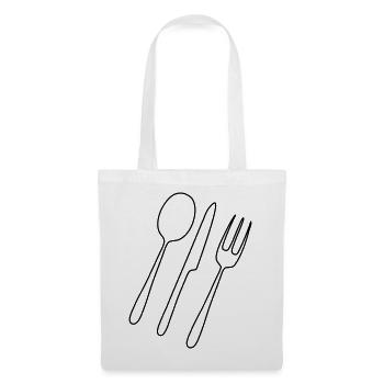 Couverts Fourchette Cuillère - Sac en tissu - blanc - Devant