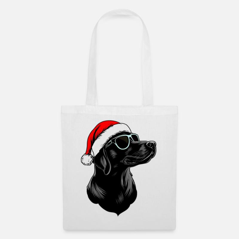 Hunde Weihnachten / Weihnachtsmann Hund - Stoffbeutel - Weiß