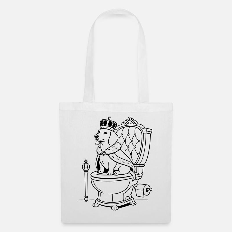 dackel thron toilette line art - Stoffbeutel - Weiß