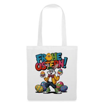 Fröhlicher Osterhase - Stoffbeutel - Weiß - Vorne
