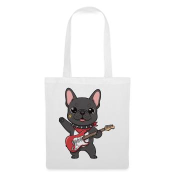 Bouledogue rockeur à la guitare électrique - Sac en tissu - blanc - Devant