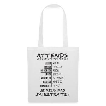 Agenda Retraite (texte noir) - Sac en tissu - blanc - Devant