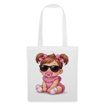 Petite fille avec des lunettes de soleil - Sac en tissu - blanc - Devant