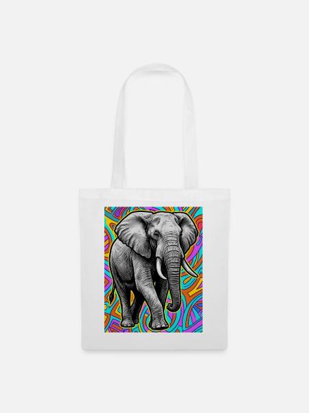 Elefant - Stoffbeutel - Weiß