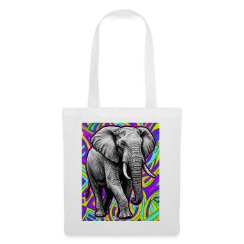 éléphant - Sac en tissu - blanc - Devant