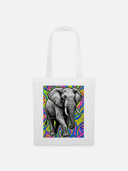 Elefant - Stoffbeutel - Weiß