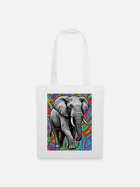 Elefant - Stoffbeutel - Weiß