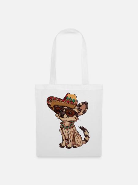 Hyäne Lustig Sombrero - Stoffbeutel - Weiß