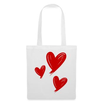 Cœurs Rouges - Sac en tissu - blanc - Devant