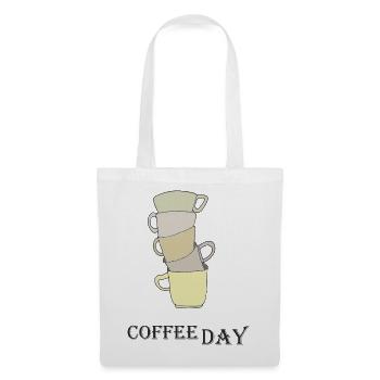 Pile de tasses à café - Sac en tissu - blanc - Devant